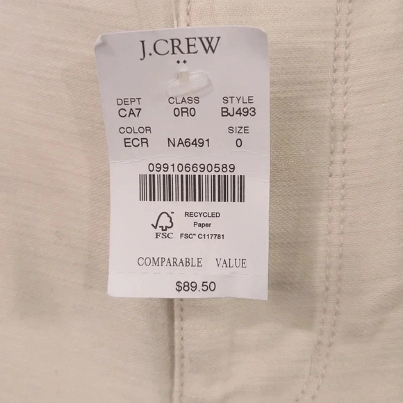 NWT J Crew Cotton Camp Pants Khaki size 0 - Picture 4 of 11